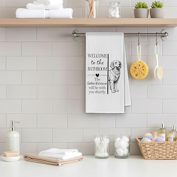 Golden Retriever Gifts Bathroom Hand Towels, Golden Retriever Dog Owner Lovers Gifts for Women, Funny Dog Decorative Hand Towel for Bathroom Kitchen Decor, 16x24 Inch