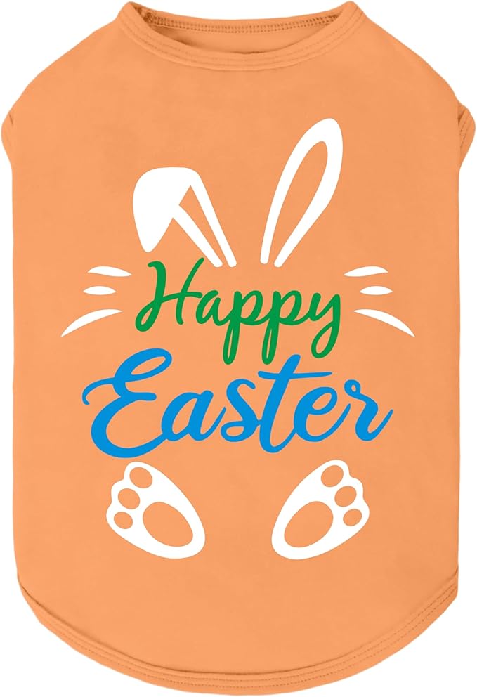 Fitwarm Happy Easter Bunny Dog Shirt, Easter Dog Clothes for Small Dogs Boy Girl, Cute Pet Outfit, Green, Blue, White, Orange, Medium