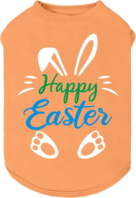 Fitwarm Happy Easter Bunny Dog Shirt, Easter Dog Clothes for Small Dogs Boy Girl, Cute Pet Outfit, Green, Blue, White, Orange, Medium