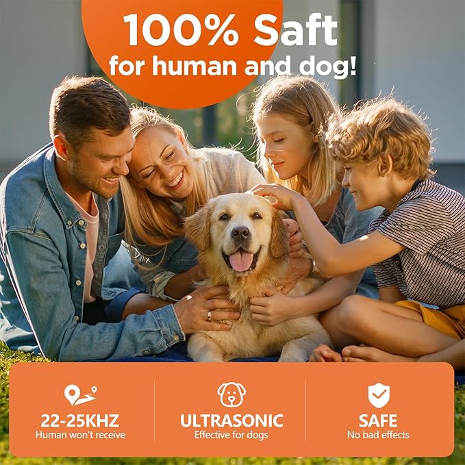 Dog Bark Deterrent Devices, Rechargeable Anti Barking Device for Dogs, Train Your Pet to Stop Bad Behavior Without Hurting it, with LED Light and Rechargeable Battery, Indoor and Outdoor Use