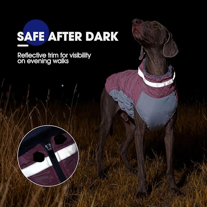 FUAMEY Dog Coat for Small Dogs,Waterproof Dog Winter Jacket with Harness Built in Puppy Cold Weather Coats Reflective Pet Vest with Zipper Warm Fleece Dogs Snowsuit Windproof Pink XS