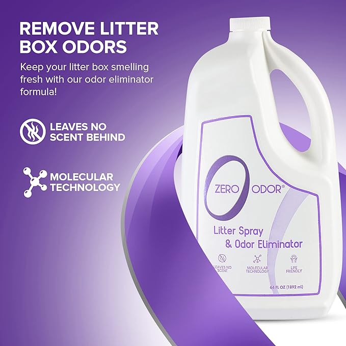 Zero Odor - Pet Odor Eliminator - Permanently Eliminate Air & Surface Odors 16 Oz – Litter Odor Eliminator 64oz Refill