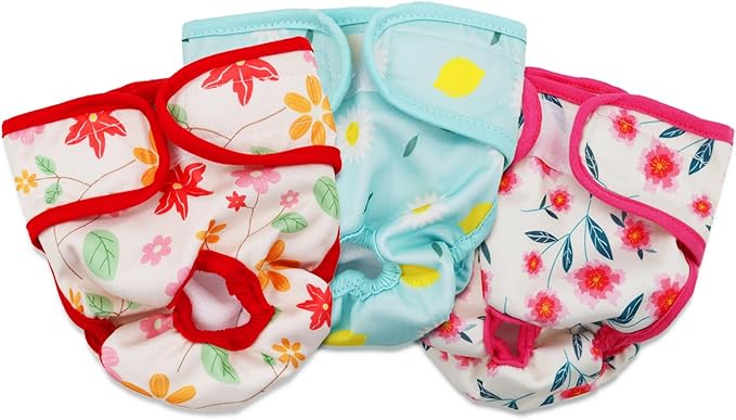 3 Pcs/Set Reusable Dog Diapers Female Washable Sanitary Wraps Pet Panties Nappy for Small Medium Large Female Dogs