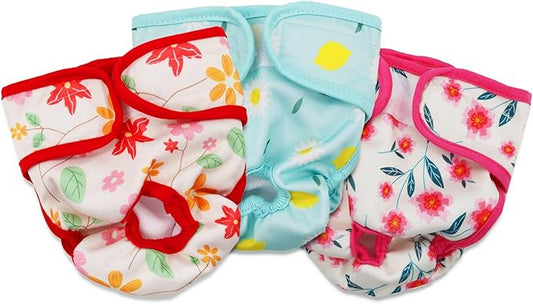 3 Pcs/Set Reusable Dog Diapers Female Washable Sanitary Wraps Pet Panties Nappy for Small Medium Large Female Dogs