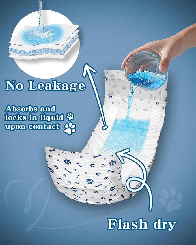 Dog Diapers Male Wraps, Disposable Male Dog Diaper, Super Absorbent Doggie Diapers for Boy Dogs with Incontinence Marking or Excitable Urination(L, 20)