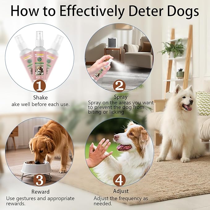 Bitter Apple Spray for Dogs to Stop Chewing No Chew Spray for Dogs Effectively Protect The Safety of Furniture,Plant,Shoes, Etc Safe and Alcohol-Free (Hot Pink)