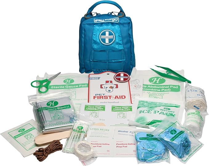 Kurgo RSG Dog First Aid Kit - Compact Dog First Aid Supplies - MOLLE Compatible Aid Pack - Emergency Pet Survival Gear - Adventure & Hiking Dog Med Kit - Quick Access Pouch