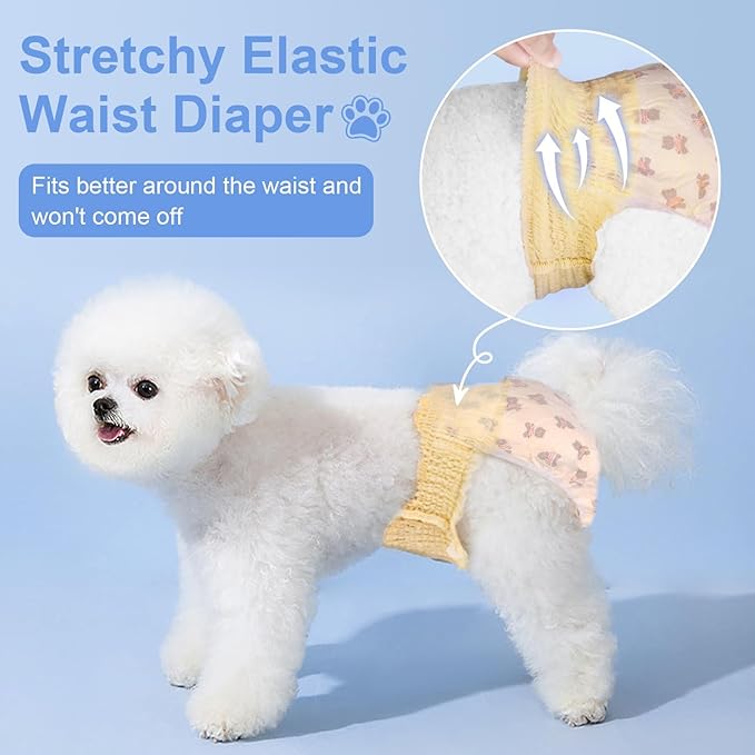 Ambreview Dog Diapers Female, Disposable Diapers for Female Dog with Stretchy Waist, Pull Up Puppy Wraps for Doggie in Heat Period Super Absorbent Leak-Proof Doggy Diaper for Dogs 30PCS (XL)