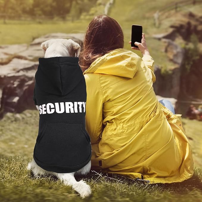 Dog Sweaters for Medium Dogs Security Dog Hoodie Pet Sweater Soft Brushed Fleece Clothes Pet Hoodie Sweatshirt with Pocket(M)