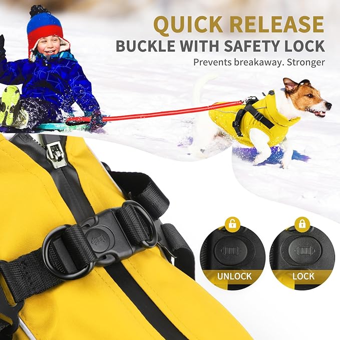 Dog Winter Coat Reflective Water-Resistant Jacket, Fleece Lined Windproof Puppy Coat with Back Zipper & D-Ring, Cold Weather Dog Coats for Small Medium Dogs (M, Orange)