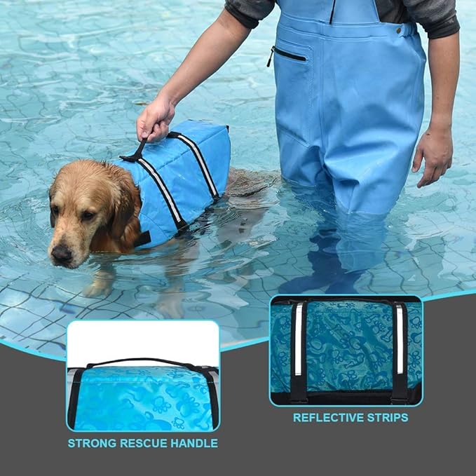 Doglay Dog Life Jacket, Dog Life Vest for Swimming Boating, Adjustable Puppy Life Jacket with Reflective Stripes, Superior Buoyancy Dog Swimming Vest for Small Medium and Large Dogs