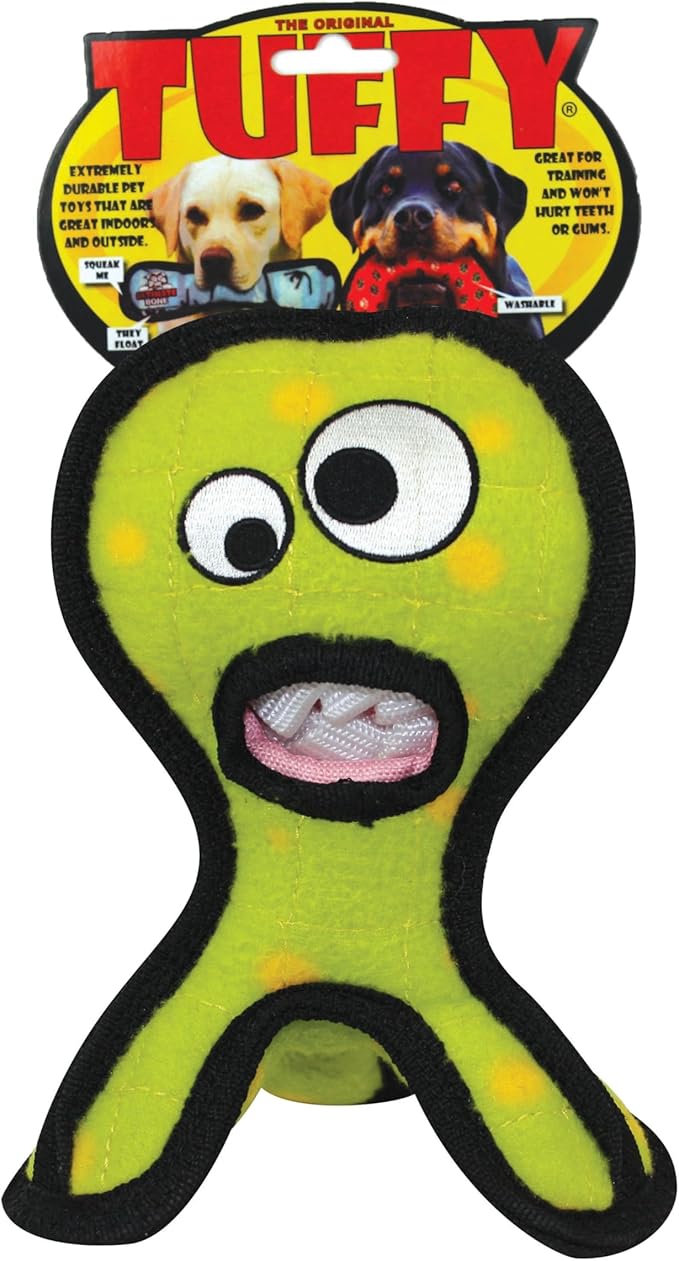TUFFY® - World's Tuffest Soft Dog Toy - Alien - Multiple Layers. Made Durable, Strong & Tough. Interactive Play (Tug, Toss & Fetch). Machine Washable & Floats. (G3 Green, Large 2 Pack)