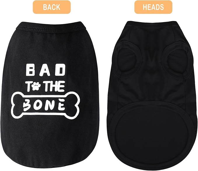 Discover Cozy Cotton Canine Wear: Soft, Lightweight, and Breathable Dog Shirt Vest with Eye-Catching Graphics(Bad to The Bone), Keeping Your Furry Friend Warm and Comfy! Black M
