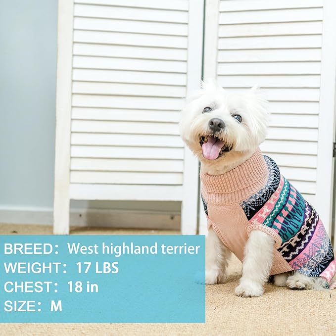 Mihachi Dog Sweater - Winter Coat Apparel Clothes with Colorful Stripes for Cold Weather