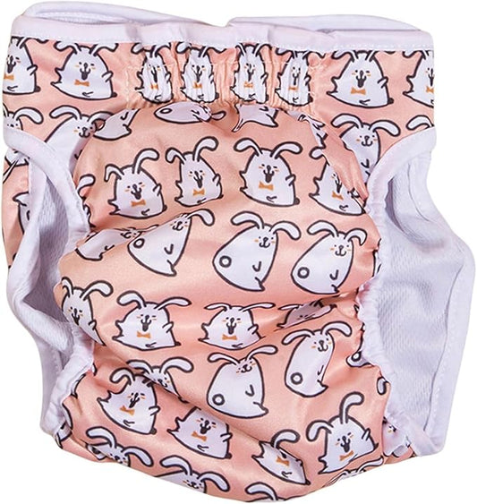 HDKUW Female Dog Diaper, Cute Washable Sanitary Pantie Reusable Puppy Sanitary Pants Pet Underwear Diapers Jumpsuits for Dogs Girl in Heat Period Rabbit S