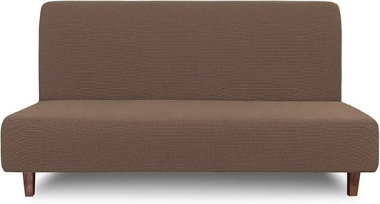 Easy-Going 100% Waterproof Futon Cover, Dual Waterproof Couch Cover for Futon, Stretch Jacquard Sofa Cover, Leakproof Furniture Protector for Kids, Pets, Dog and Cat (Medium, Brown)