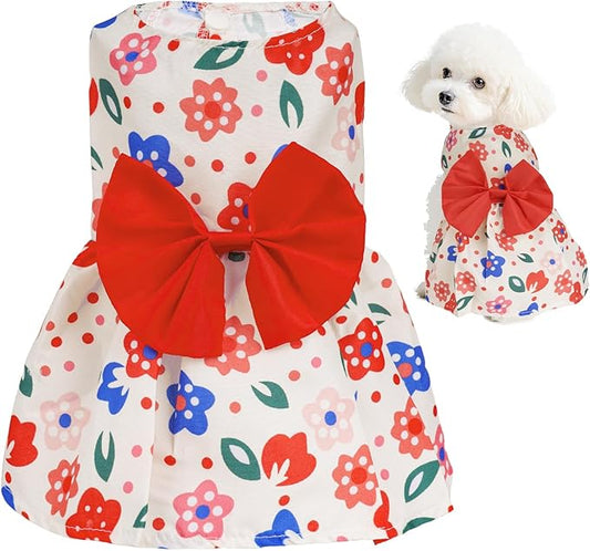 choyaxo Floral Dog Dress Cute Dog Skirt Pet Dress Summer Pet Clothes for Puppy Small Cats