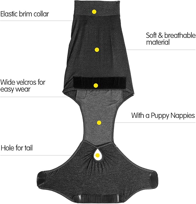 HEYWEAN Full Body Dog Diaper with a Puppy Nappies Physiological Dog Surgery Recovery Suit for Male Female Dogs