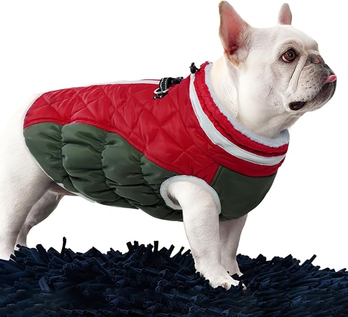 FUAMEY Dog Coat for Large Dogs,Waterproof Dog Winter Jacket with Harness Built in Puppy Cold Weather Coats Reflective Pet Vest with Zipper Warm Fleece Dogs Snowsuit Windproof XXL