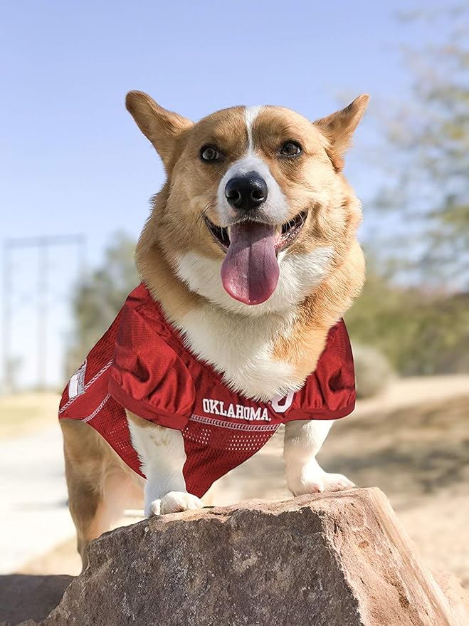 Pets First NCAA College Oklahoma Sooners Mesh Jersey for DOGS & CATS, X-Small.Licensed Dog Jersey with your Favorite Football/Basketball College Team