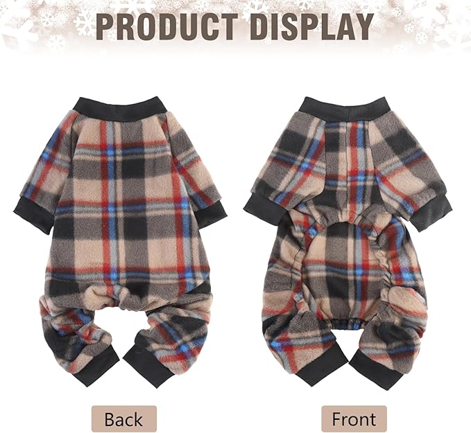 SCENEREAL Dog Pajamas for Small Dogs, Small Dogs Sweater, Soft and Warm Puppy Clothes, Holiday Onesie Christmas Outfits for Doggie Cold Winter - Dog Jammies Pjs