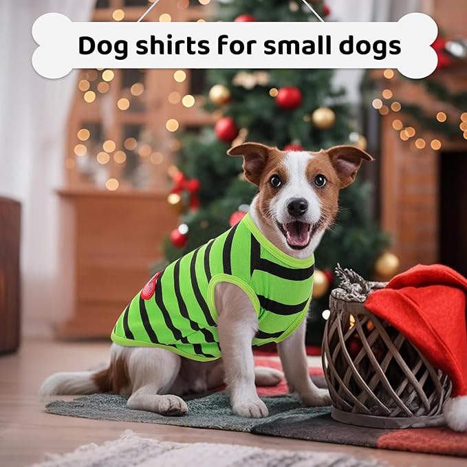 Dog Shirts for Extra-Small Dogs, Striped T-Shirts Pets Vest Pet Apparel Tee Shirts Dog Tank Top Spring Summer Suitable for Chihuahua French Bulldog Bichon Shih Tzu