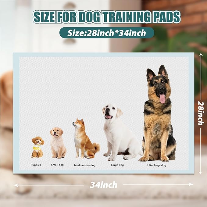 GWT Puppy Pads Extra Large 28x34 Inch - 40 Count Dog Pee Pads, Ultra Absorbent 5-Layer Leak-Proof Potty Training Pads for Dogs, Puppies, Cats & All Pets | XL Disposable Pee Pad Indoor Outdoor Use