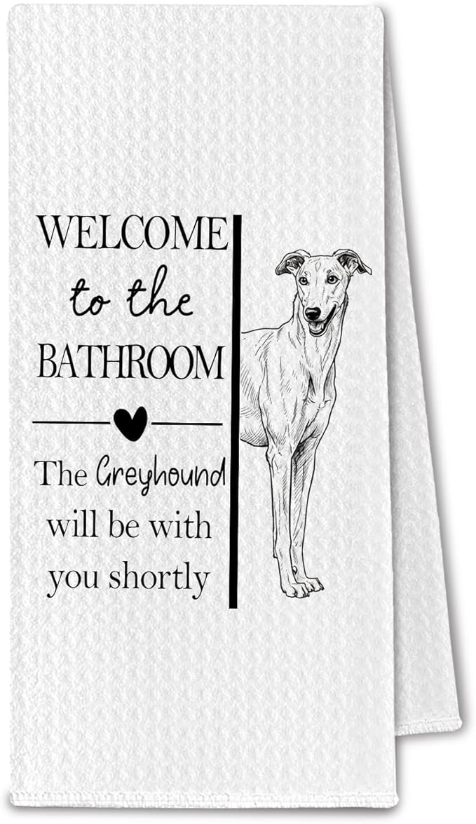 Greyhound Gifts Bathroom Hand Towels, Greyhound Dog Owner Lovers Gifts for Women, Funny Dog Decorative Hand Towel for Bathroom Kitchen Decor, 16x24 Inch