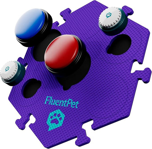 FluentPet Extra Large FlexTile for Big and Small Buttons - Purple - Holds Big 3.5 1.9" Talking Dog and Cat Buttons - Each Button Mat Securely Holds 6 Buttons - Durable and Non-Slip