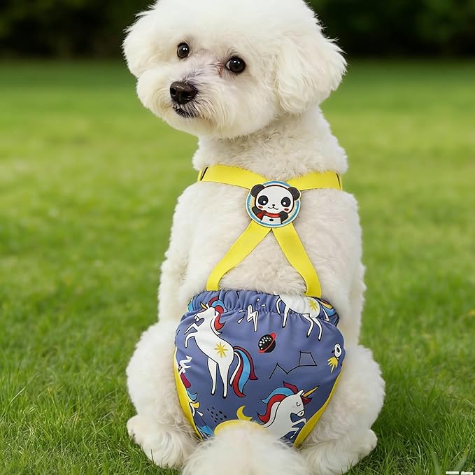 Pet Diaper,Washable Female Wraps with Suspender - Reusable Dog Panties - for Home Apartment Indoor Outdoor Travel Car Crate Kennel Yard Park Beach Camping