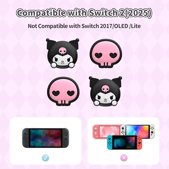 Thumb Grip Caps Compatible with Nintendo Switch 2, Silicone Joystick Grip Caps for Switch 2025, 4pcs, KLM Style, Black & Purple