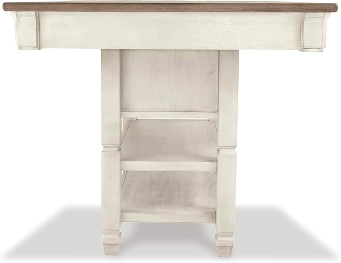 Signature Design by Ashley Bolanburg Rectangular Counter Dining Room Table, 4 Drawers, Seats 6, Storage Rack, Wood, 60" W x 40" D x 36" H, White & Brown