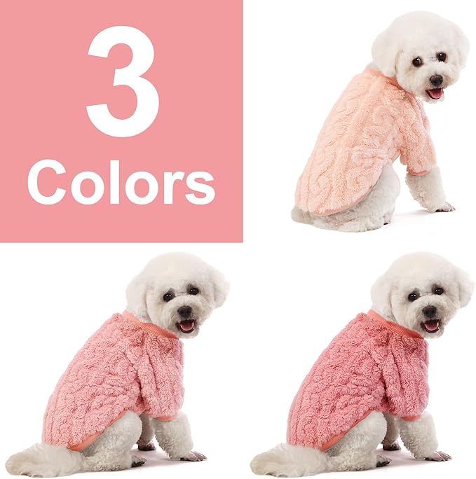 Dog Sweater, 3 Pack Dog Sweaters for Small Dogs or Cats, Girl or Boy, Warm Dog Clothes Shirt Coat for Winter Christmas (Peach, Dark Pink, Light Purple, X-Small)