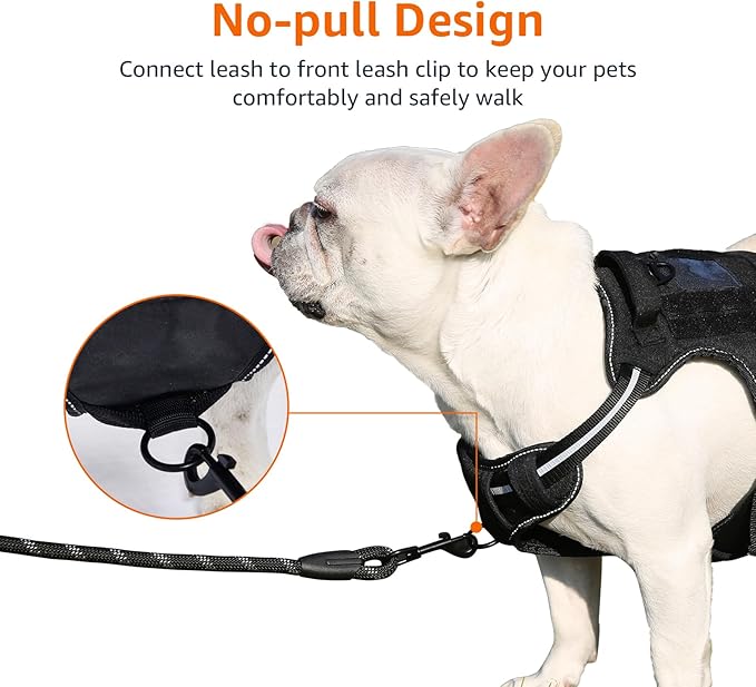 Amazon Basics No-Pull Dog Harness, Adjustable Front Clip, Escape Proof Tactical Vest, Small, Black