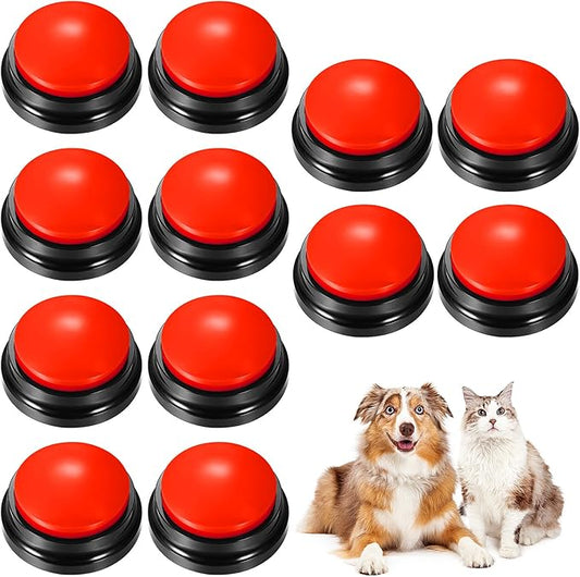 Chumia 12 Pcs Voice Recording Button, Dog Buttons for Communication 30 Second Record & Playback Pet Talking Training Buzzers Funny Gift for Animal Office Home Study Family Game(Red)