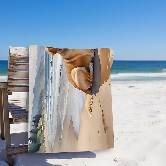Golden Retriever Beach Towel, Golden Retriever Gifts Pool Towels, Dog Sand Towel Large Bath Towels Gifts for Women Men, Giftfor DogGolden Retriever Lovers, 29x60in