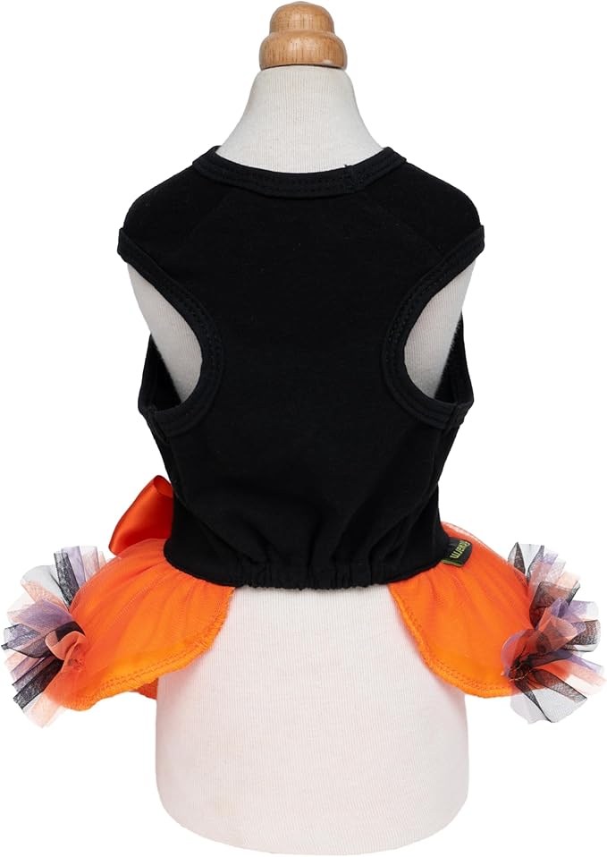 Fitwarm Halloween Cat Face Dog Dress, Funny Halloween Costumes for Small Dogs Girl, Pet Apparel, Black, Orange, Purple, Green, Large