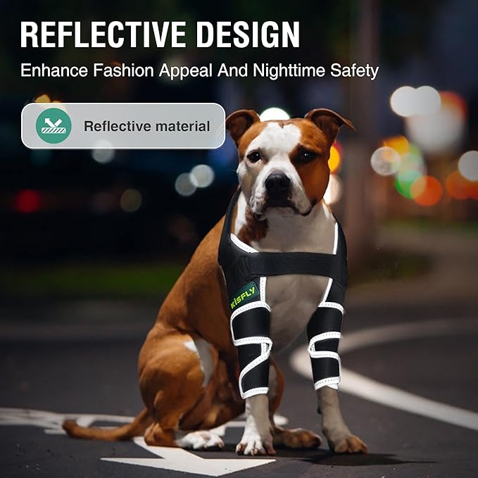 Dog Elbow Brace for Dogs, Provides Elbow & Shoulder Support, Helps with Dysplasia, Osteoarthritis, Calluses & Pressure Sores, Reflective Design, Both Legs, Size S