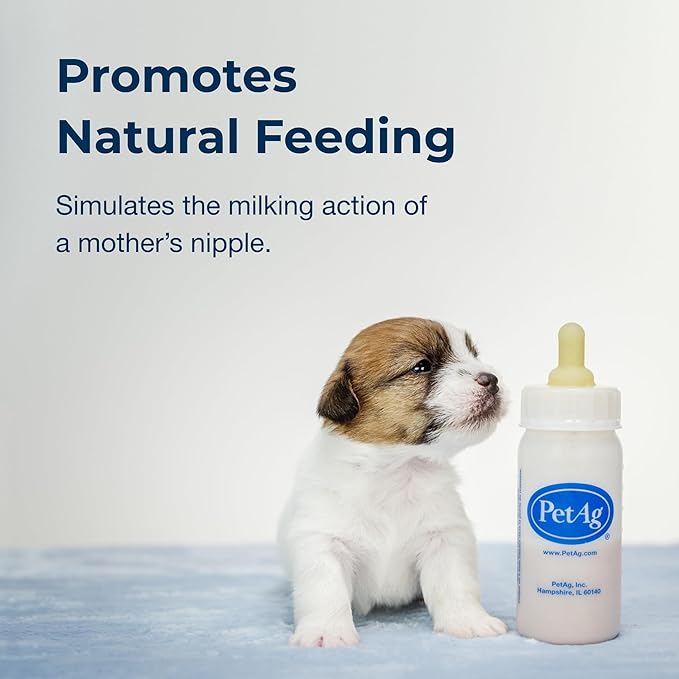 Pet-Ag Nursing Kit - 2 oz, Pack of 4 - Promotes The Natural Feeding of Liquids to Baby Animals - Each Kit Includes 2 oz. Bottle with Cap, 5 Nipples & Cleaning Brush