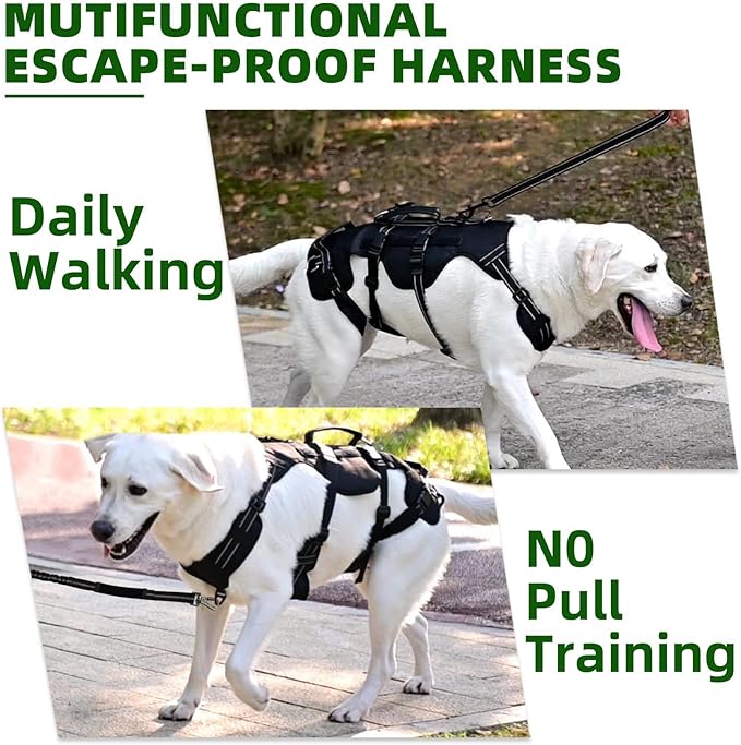 PUPTECK Dog Lift Harness for Medium Large Sized Dog, Rehabilitation Sling for Hind Leg Support, Multifunctional Mobility Assistance Harness for Old, Disabled, Joint Injuries, Paralysis Dog, Black XL