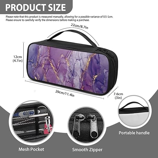 Gomyblomy Stethoscope Bag with Extra Pocket for Nurse Doctors, Purple Marble Print Stethoscope Case Large Capacity Stethoscope Holder for Classic III, Lightweight II S.E Stethoscope