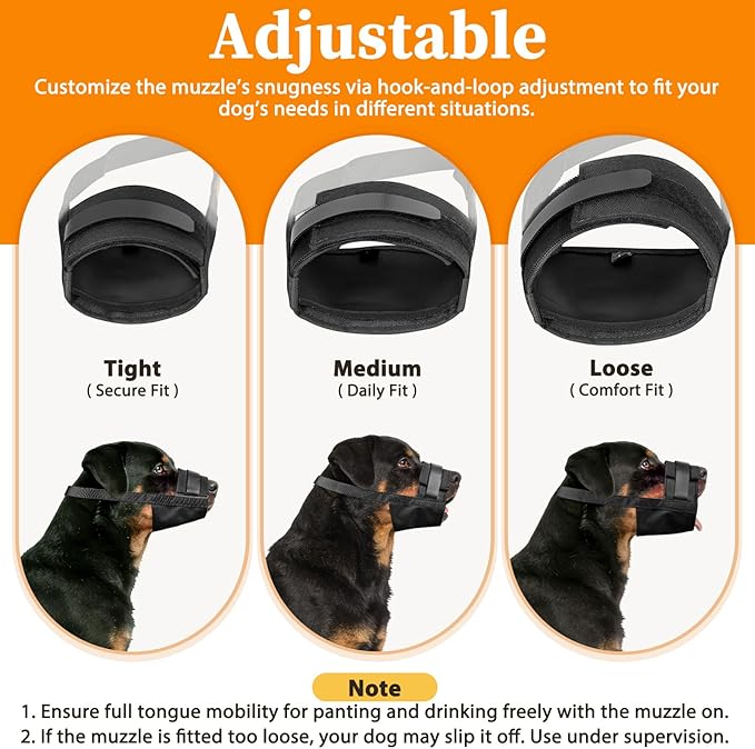 Mayerzon Dog Muzzle for Large Medium Small Dogs, Adjustable Fit, Soft & Sturdy Fabric, Prevents Fierce Barking Biting Chewing, Ideal for Grooming Walking Vet Visits, Allows to Pant Drink (Black, S)