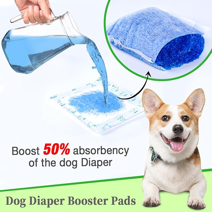 Dog Diaper Liners Booster Pads, 100ct Disposable Dog Diapers Inserts Male Female for Washable Doggie Belly Bands Wraps Covers Period Panties(Regular)