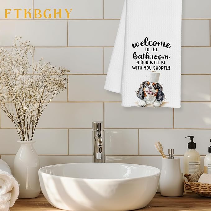 Funny Cavalier King Charles Spaniel Hand Towels for Bathroom Decor, King Charles Cavalier Gifts, Dog Lover Gifts Decorative Hand Towels for Bathroom Restroom Room, 16x24 Inch