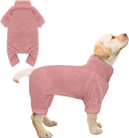 Fuzzy Dog Pajamas Turtleneck Dog Clothes Warm Soft Cozy Lightweight Dog Pjs Dog Sweaters for Small Dogs(Pink-S)