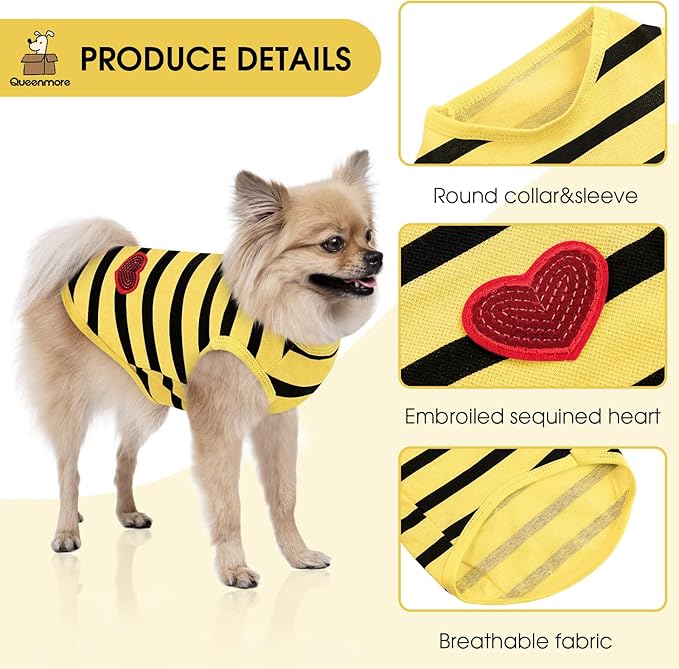 Queenmore Medium Dog Shirt,Soft Breathable Dog Shirt for Dogs Cats Boy Girl,Pet Clothes for All Season,Breathable Lightweight Pet Tshirt for Frenchie, Dachshund, Yorkie