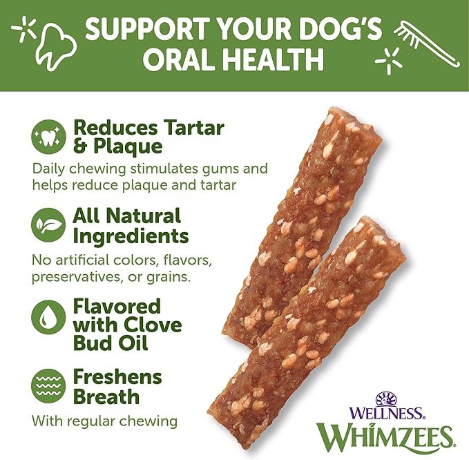 Whimzees Wellness Veggie Strip Dog Dental Treats, Medium Size Stick, (14 Count)