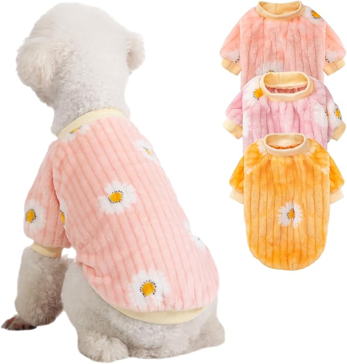 Dog Sweater, 3 Pack Dog Sweaters for Small Dogs, Dog Clothes for Small Dogs Girl Boy, Ultra Soft and Warm Puppy Sweater Dog Coat for Winter Christmas (XXS, Dy Pink+Dy Purple+Dy Yellow)