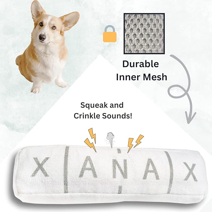 Nestpark Chill Pup Funny Dog Toy - Parody Plush Squeaky Crinkle Dog Toy