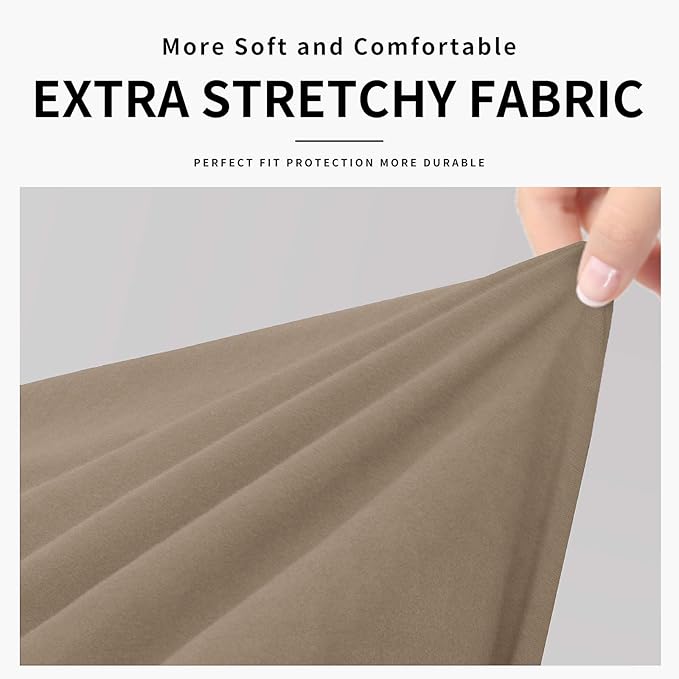 Easy-Going 4 Pieces 100% Dual Waterproof Recliner Cover Stretch Soft Couch Cover for Dogs, Sofa Slipcover for Recliner Couch Leakproof Furniture Protector for Kids, Pets Camel